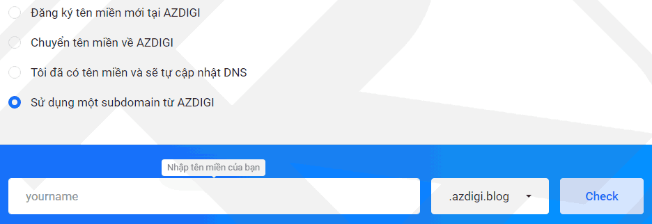 Đăng ký tên miền hosting miễn phí AZDIGI