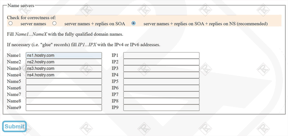 Name server registered domain name eu.org