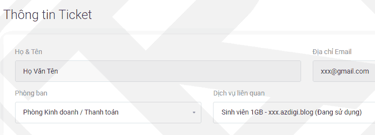 Viết ticket gia hạn dịch vụ Hosting miễn phí AZDIGI 