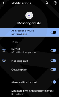 Thông báo Messenger Lite