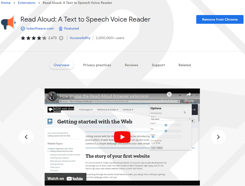 Read Aloud Extension Google Chrome