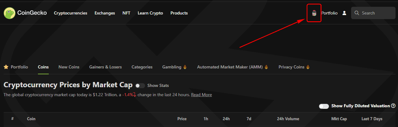 Icon Candies upper right corner CoinGecko