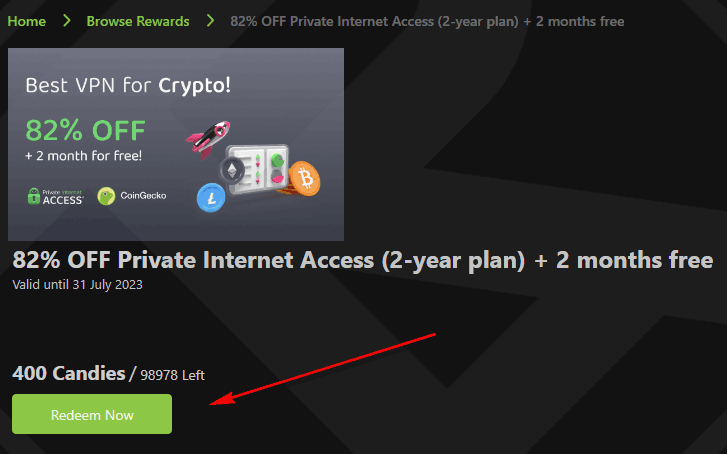 Redeem now CoinGecko Rewards