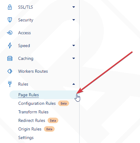 Select Page Rules Cloudflare