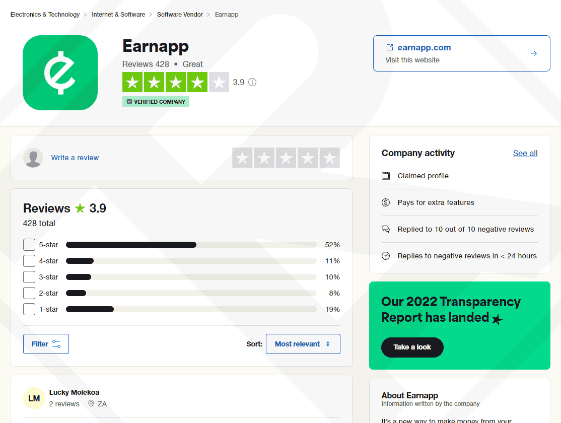 Trustpilot EarnApp