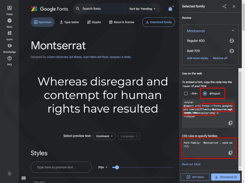 Google Font Montserrat