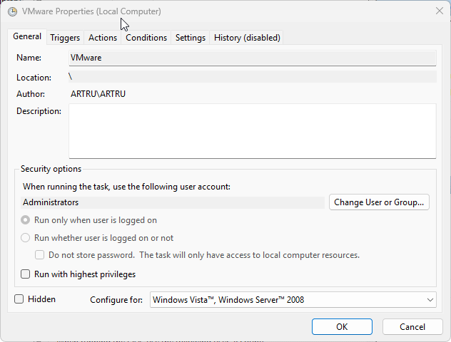 Configure Task-Scheduler for VMrun.cmd