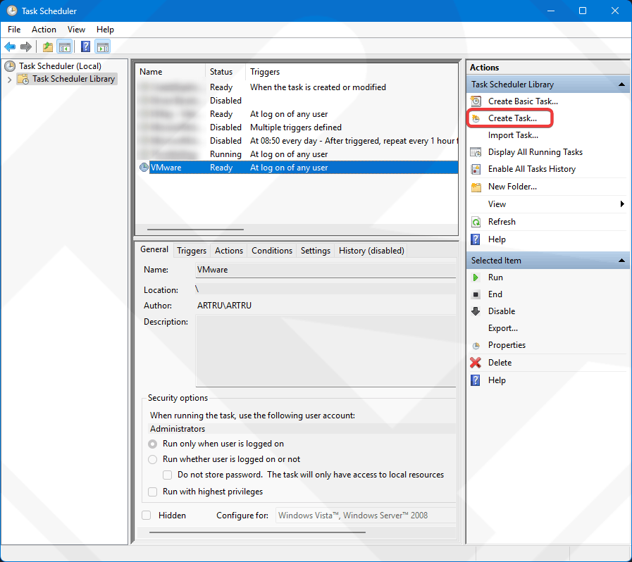 Create Task Scheduler for VMrun.cmd